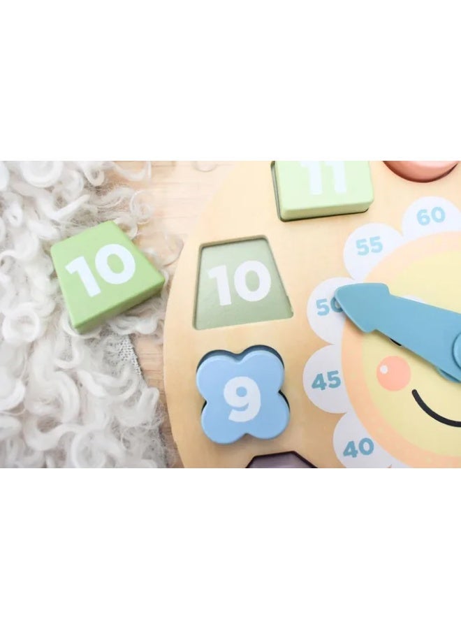 Tooky Toys Wooden Montessori Clock Puzzle - Multicolor - 13 Pcs - Image 5